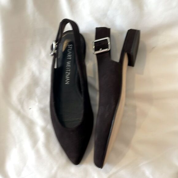 STUART WEITZMAN BROWN SUEDE SLINGBACK FLATS. NEW - Picture 2 of 8
